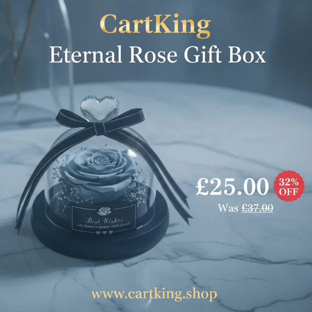 Eternal Rose Gift Box with Glass Dome Decoration