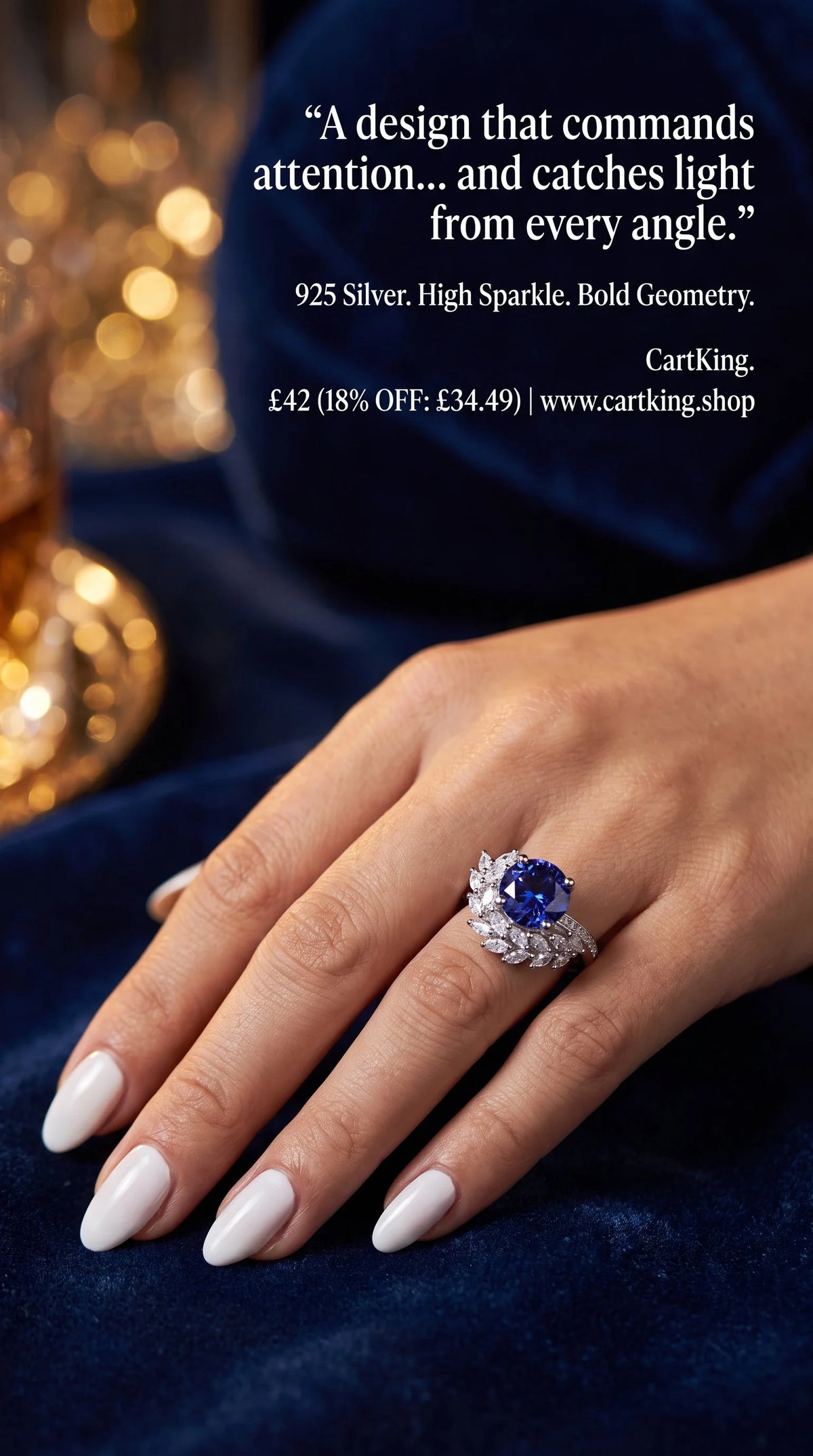 S925 Silver Round Rhinestone Engagement Ring