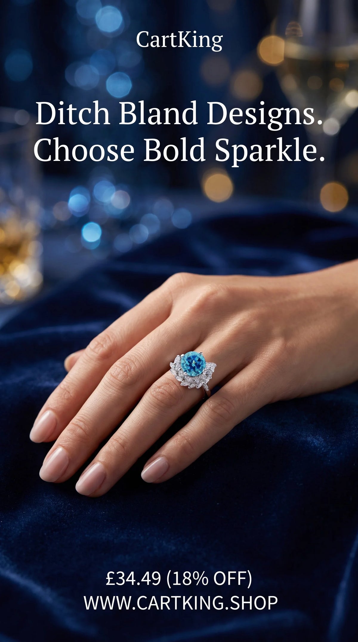 S925 Silver Round Rhinestone Engagement Ring