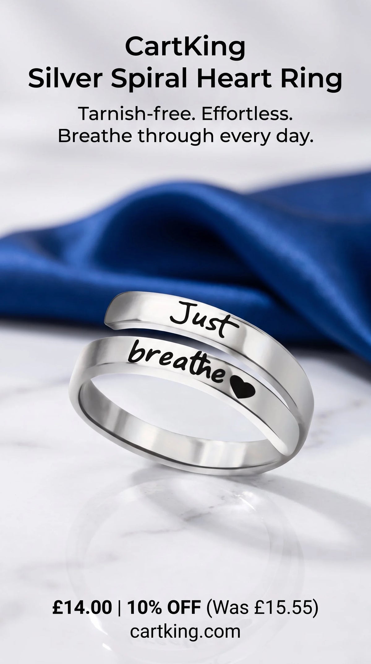 Silver Spiral Heart Ring