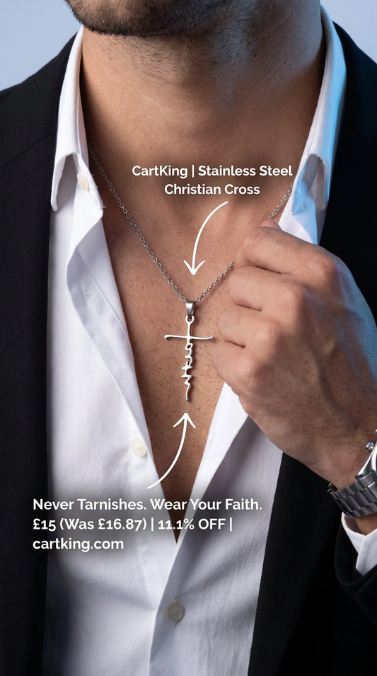 Stainless Steel Christian Cross Pendant Necklace (1pc)