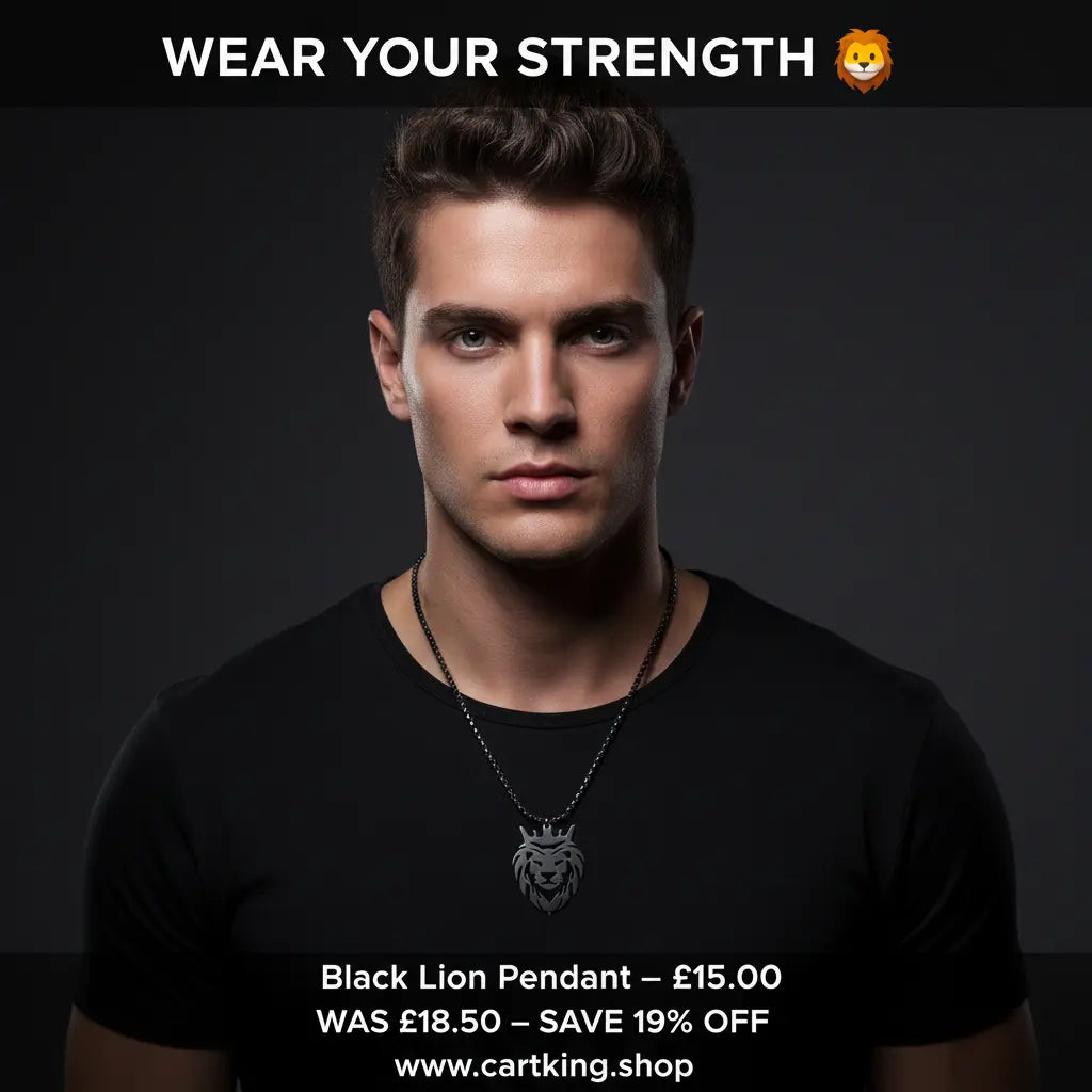 Men's Gold Lion Head Pendant Necklace, Punk Style
