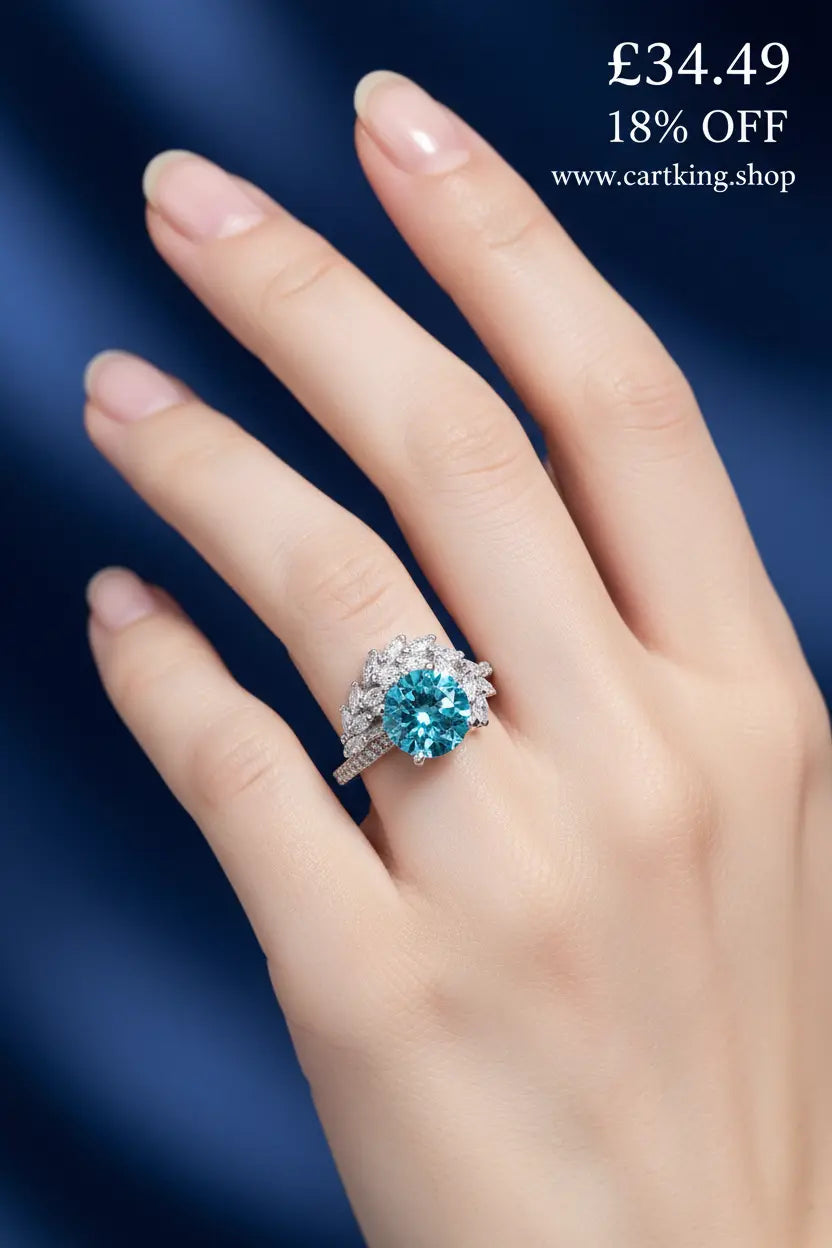 S925 Silver Round Rhinestone Engagement Ring