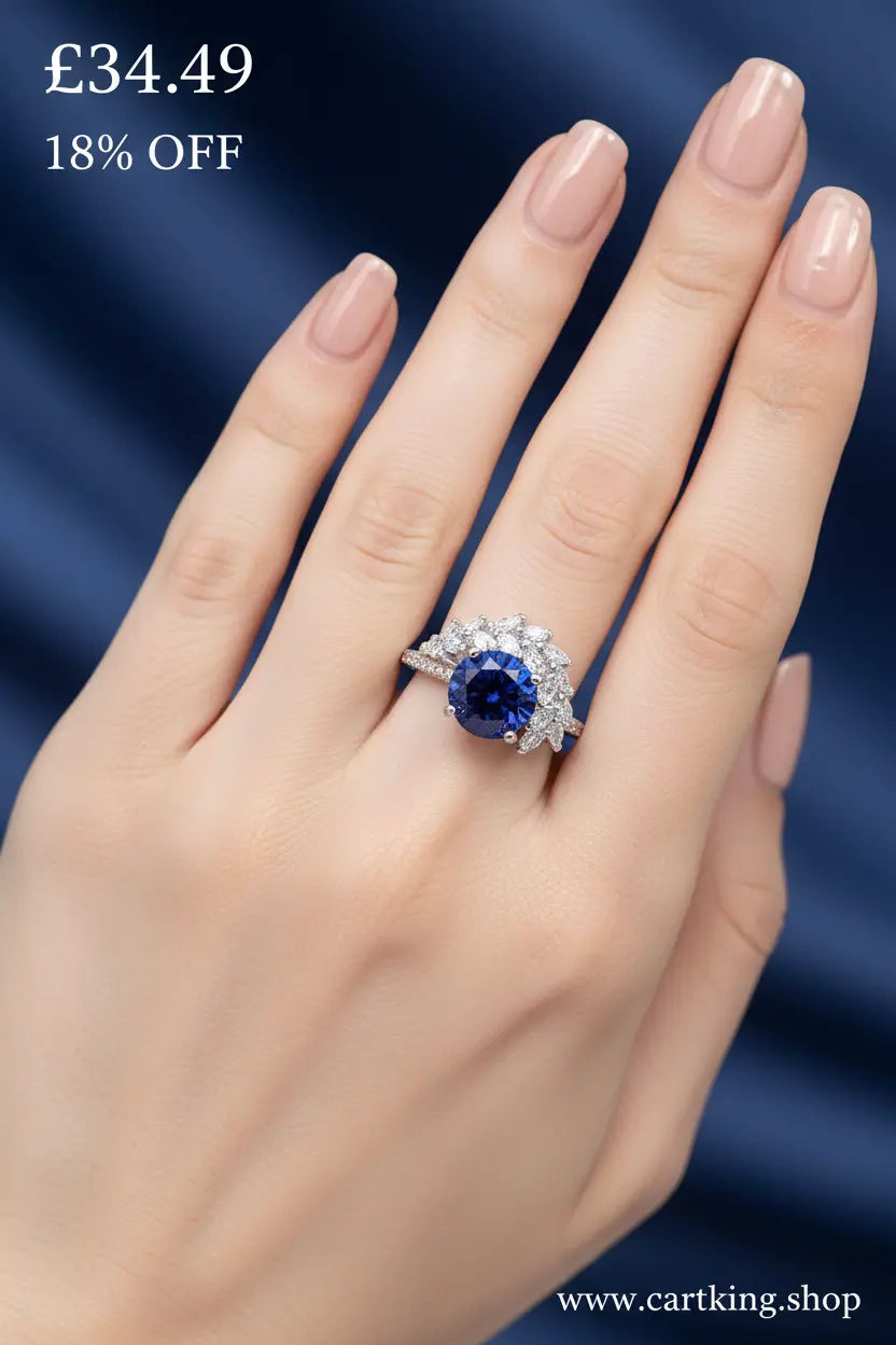 S925 Silver Round Rhinestone Engagement Ring