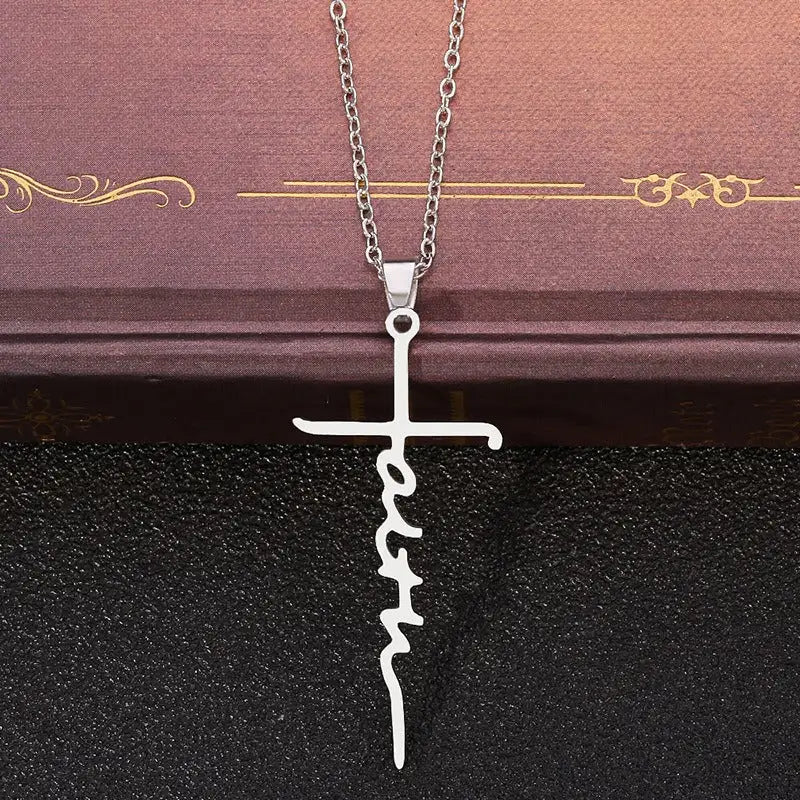 Stainless Steel Christian Cross Pendant Necklace (1pc)