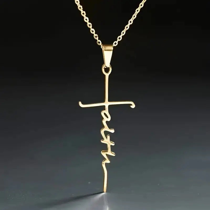 Stainless Steel Christian Cross Pendant Necklace (1pc)