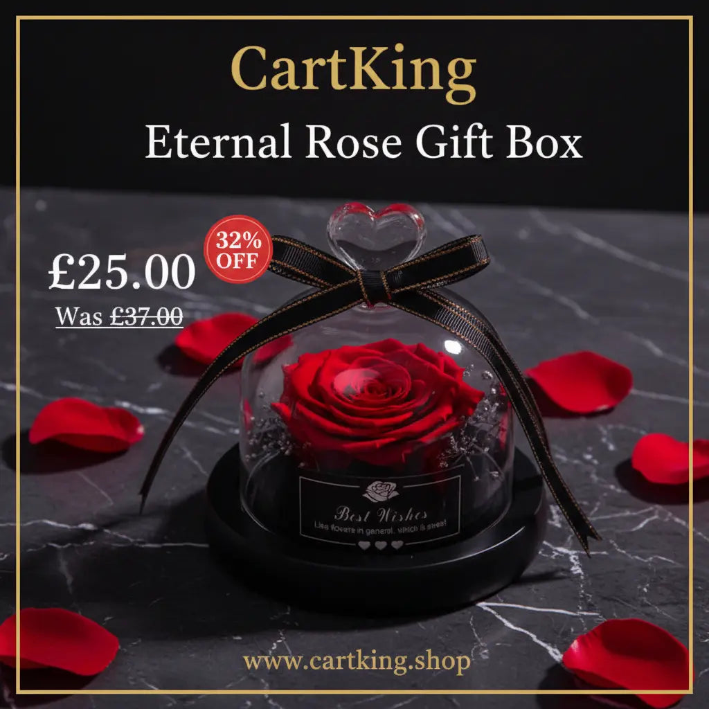 Eternal Rose Gift Box with Glass Dome Decoration