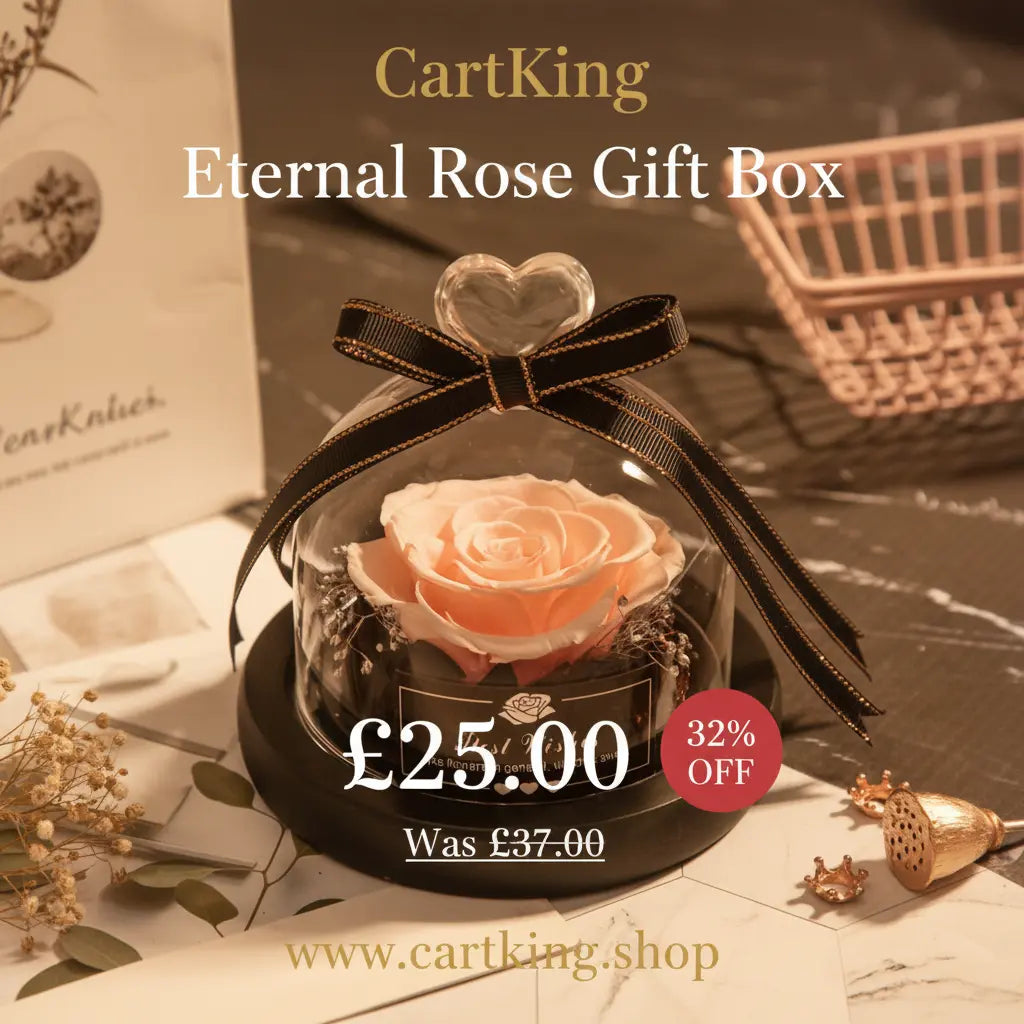 Eternal Rose Gift Box with Glass Dome Decoration