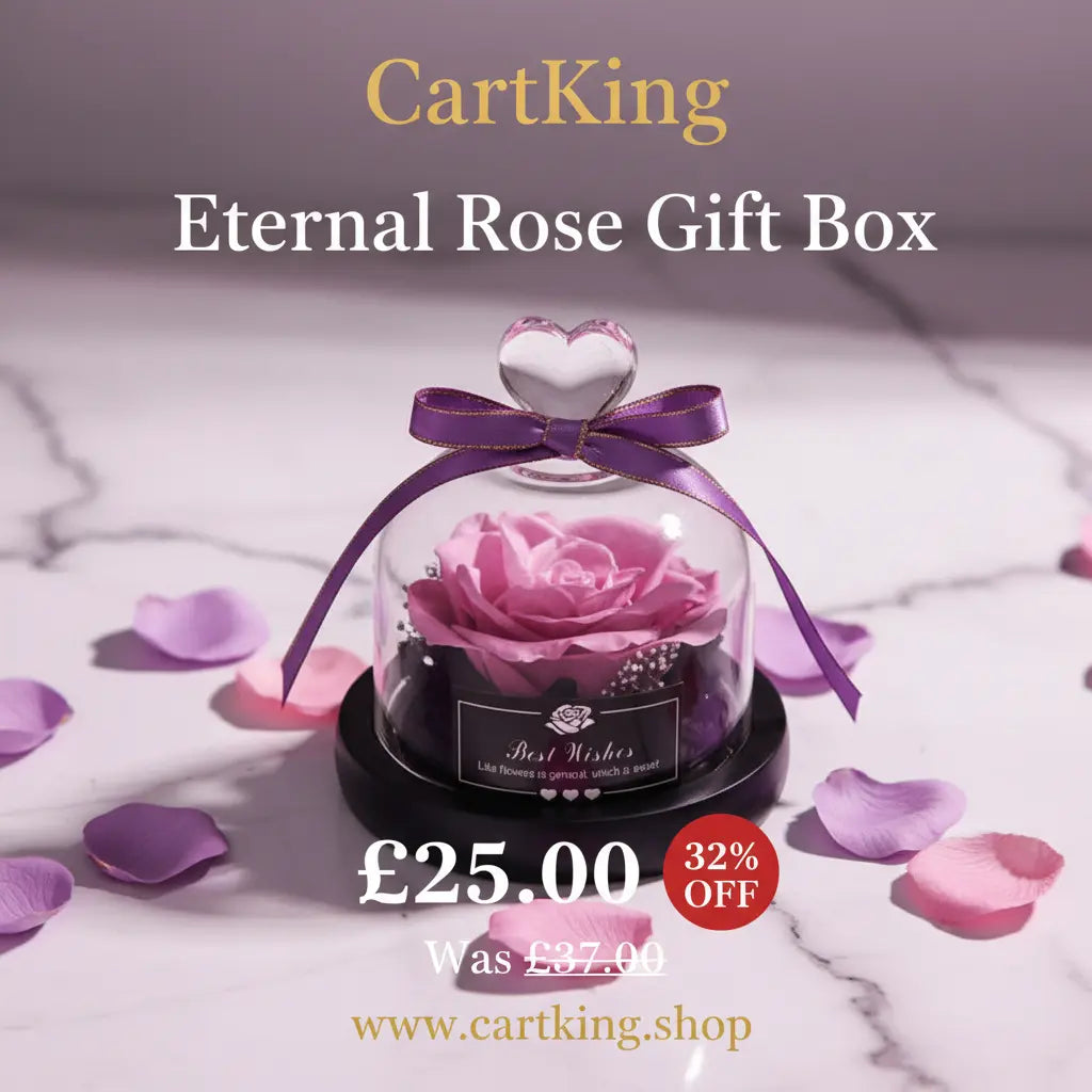 Eternal Rose Gift Box with Glass Dome Decoration