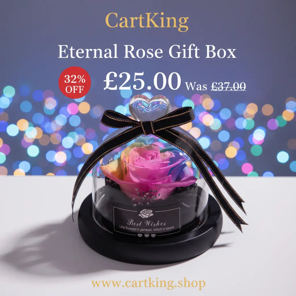 Eternal Rose Gift Box with Glass Dome Decoration