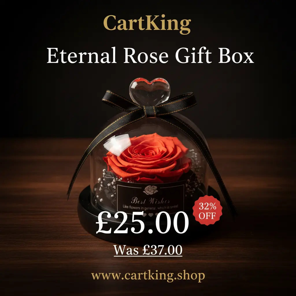 Eternal Rose Gift Box with Glass Dome Decoration