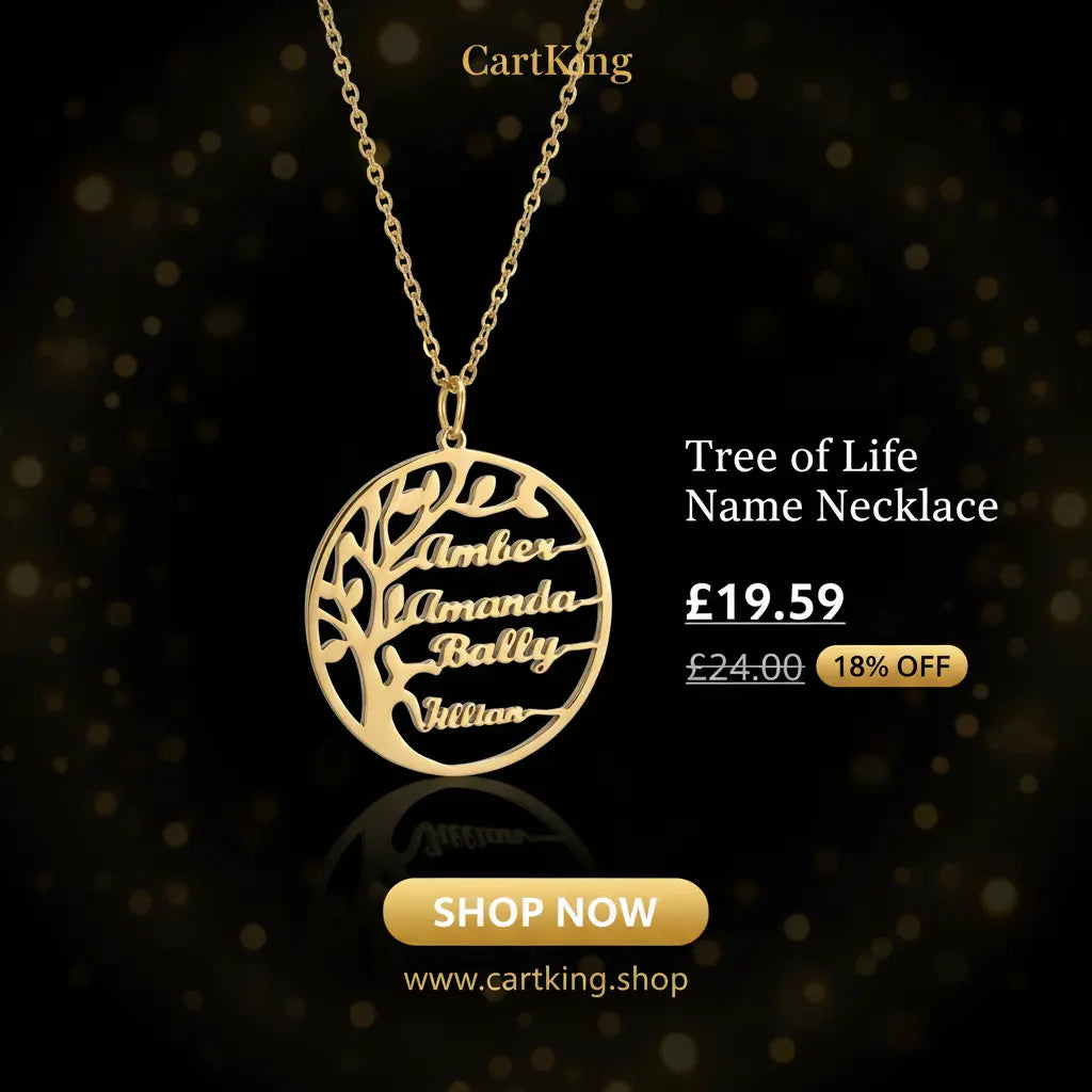 Personalized Name Necklace with Tree of Life Pendant