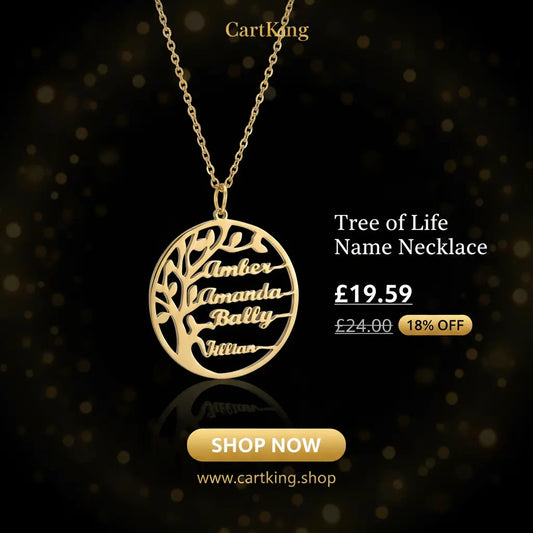 Personalized Name Necklace with Tree of Life Pendant