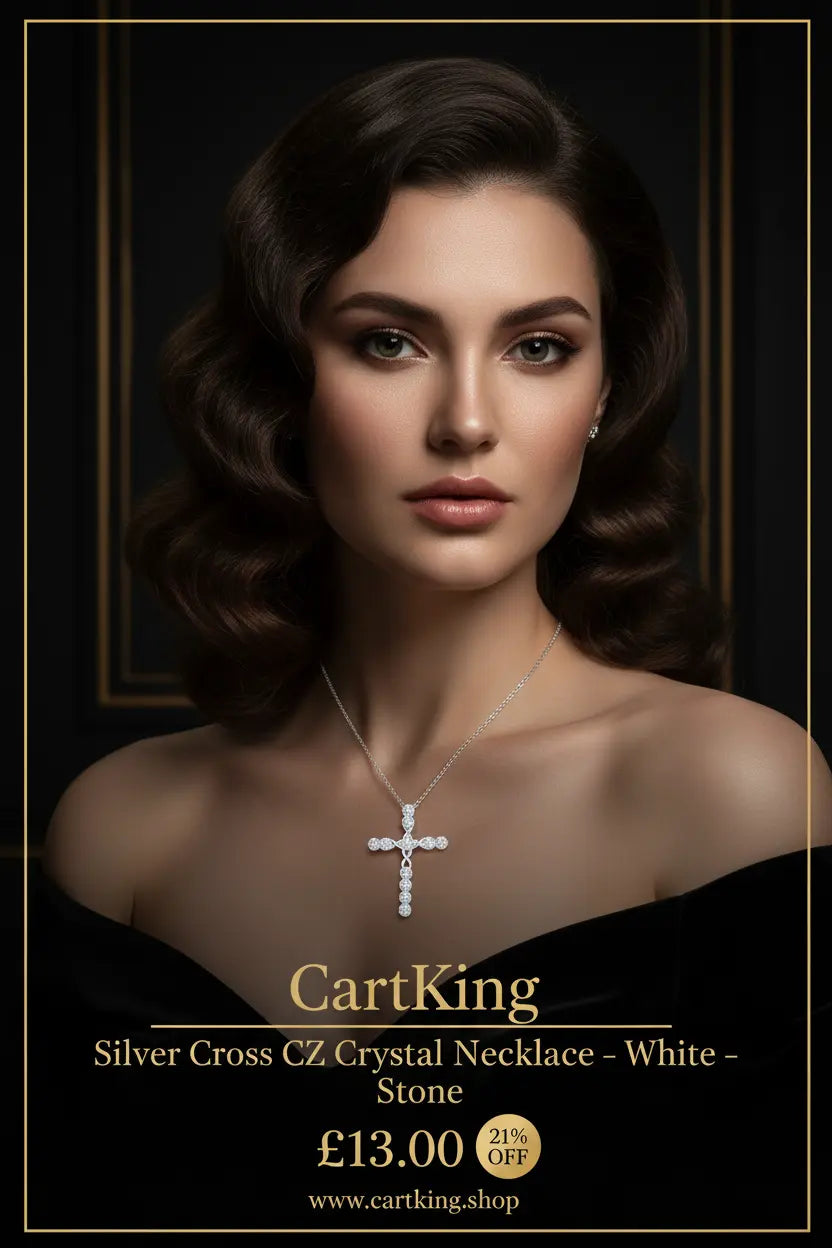 Silver Cross CZ Crystal Pendant Necklace
