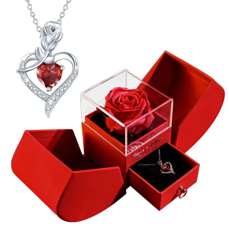 Rose Gift Jewellery Box + Necklace