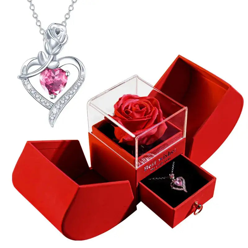 Rose Gift Jewellery Box + Necklace