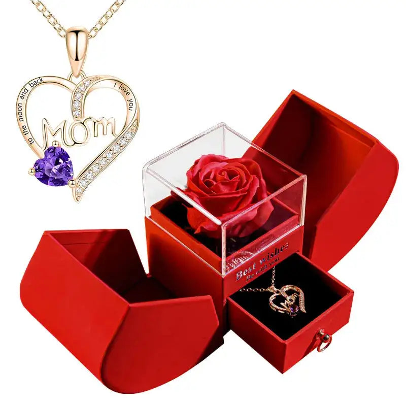 Rose Gift Jewellery Box + Necklace