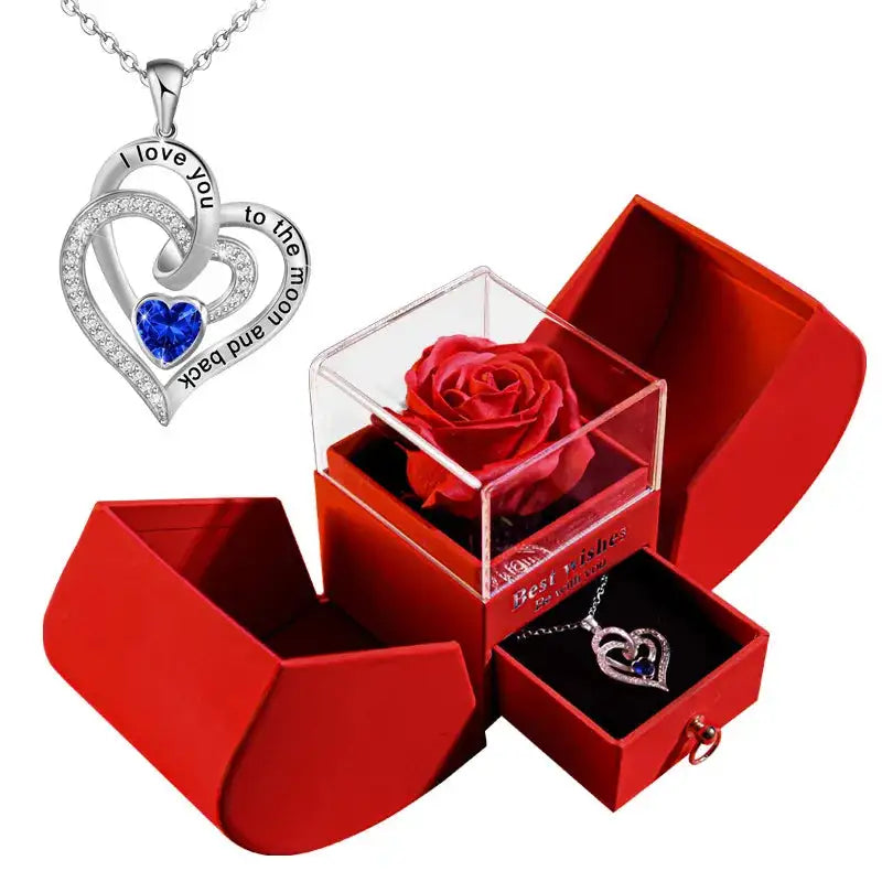 Rose Gift Jewellery Box + Necklace