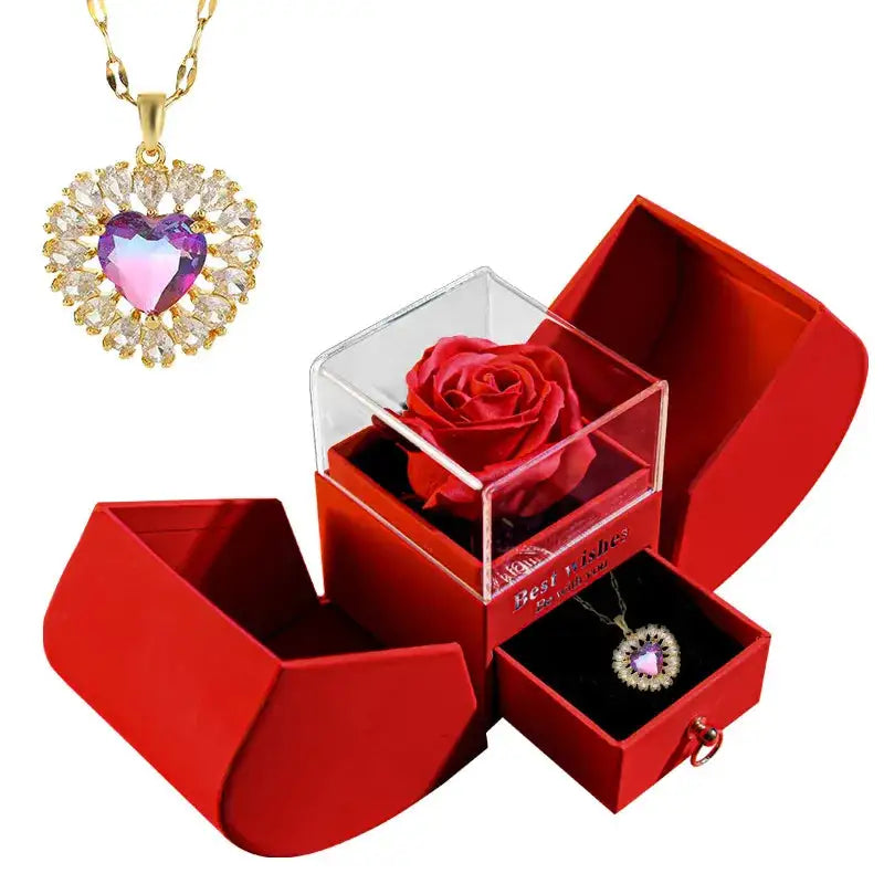 Rose Gift Jewellery Box + Necklace