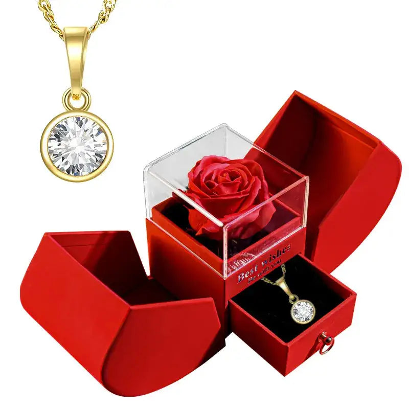 Rose Gift Jewellery Box + Necklace