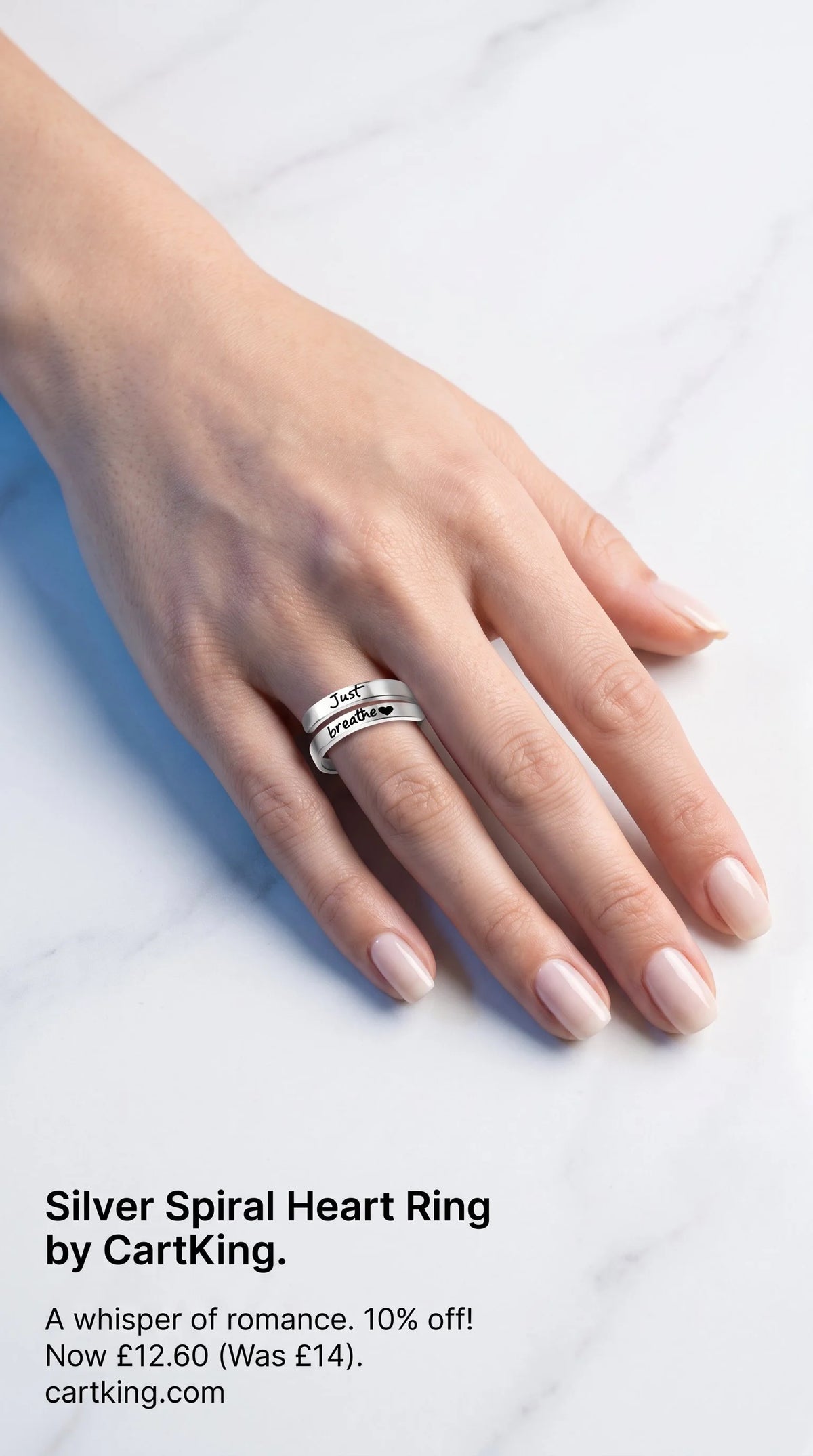 Silver Spiral Heart Ring